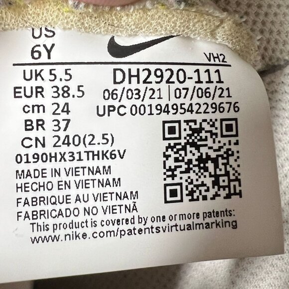 Nike Air Force 1 Kids 6Y White on White Leather Sneakers Low-Top Lace-Up Shoes - Picture 3 of 16